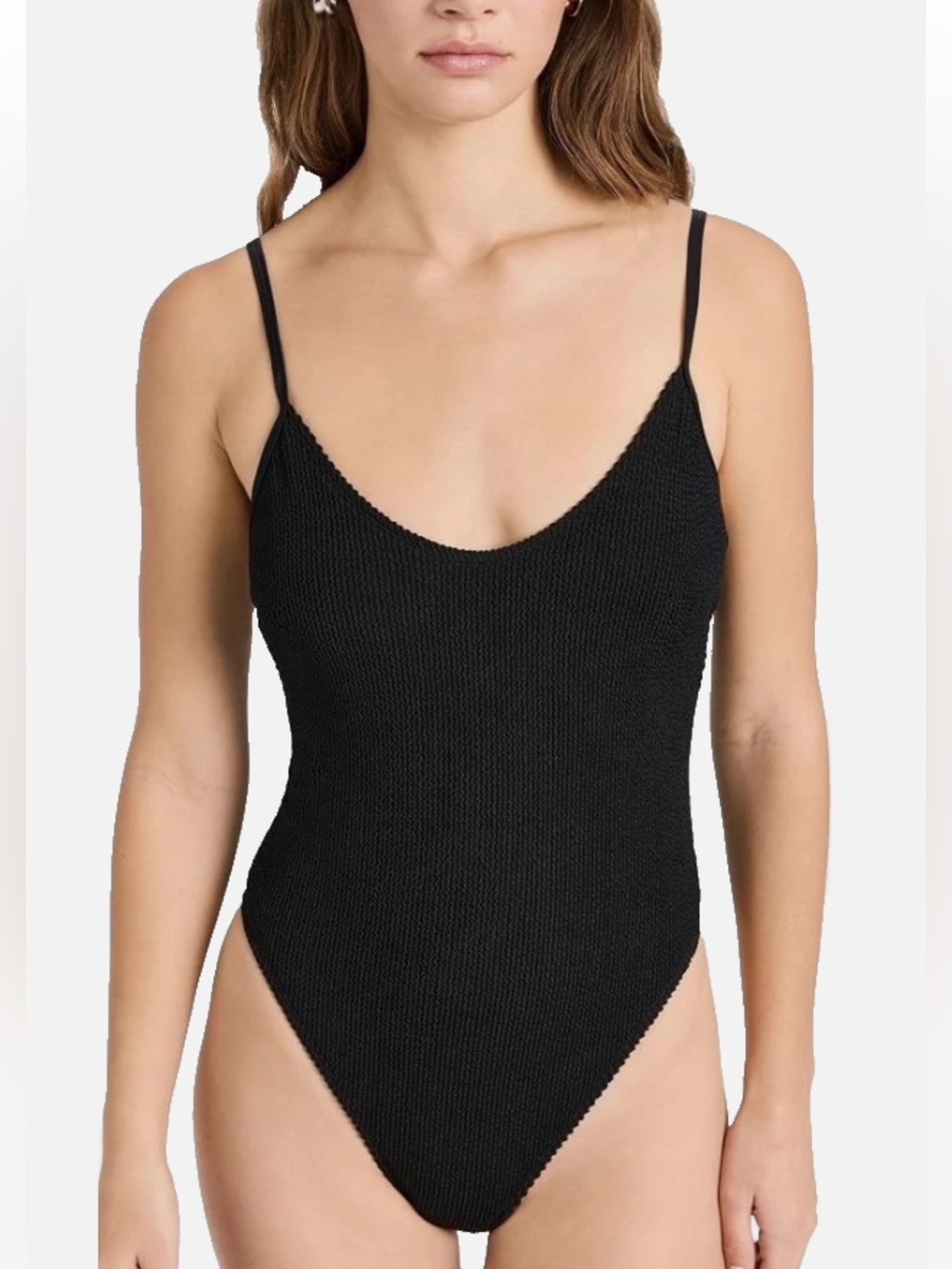 NWT Good American Always Fits Textured One-Piece Swimsuit in Black